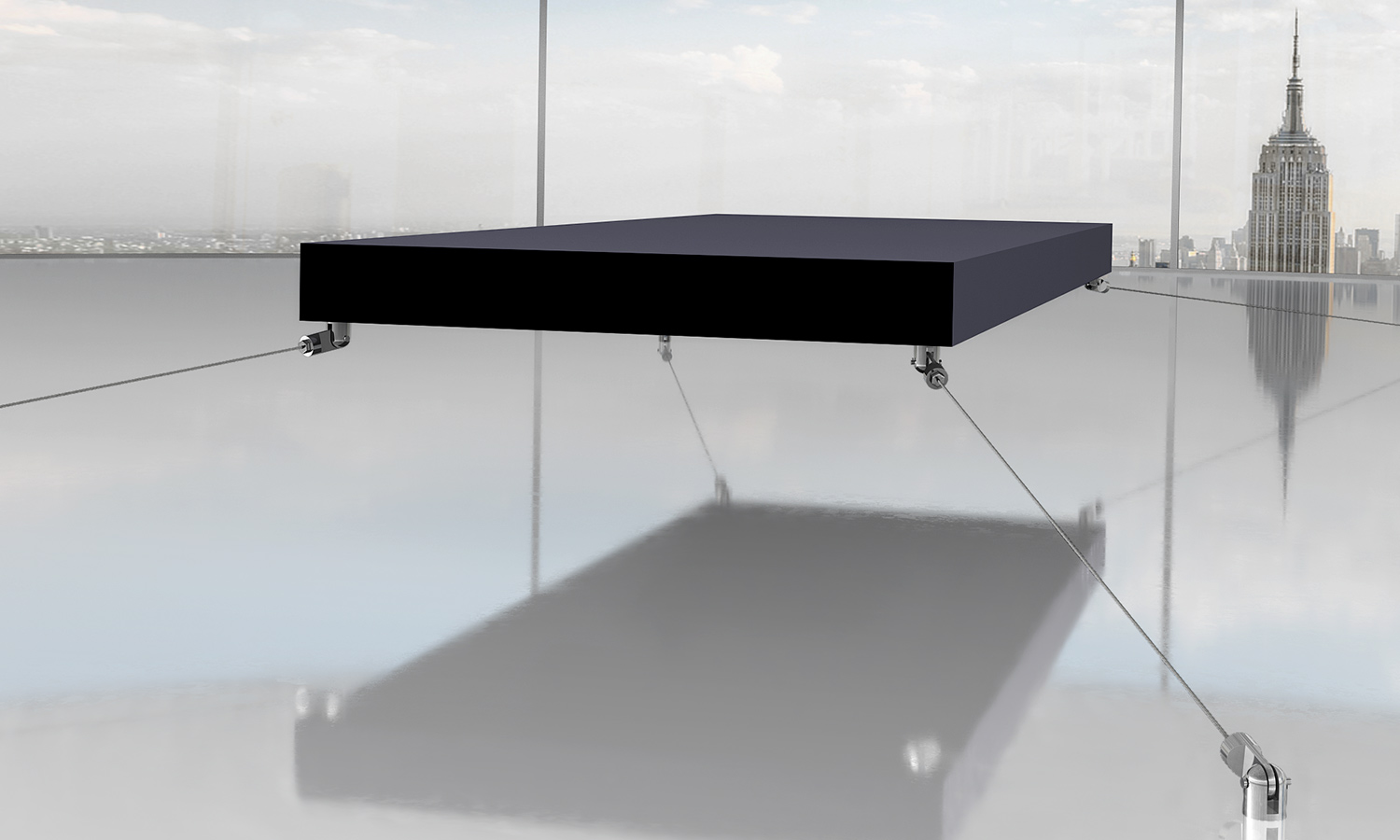 A bed floats off of the ground by use of magnets