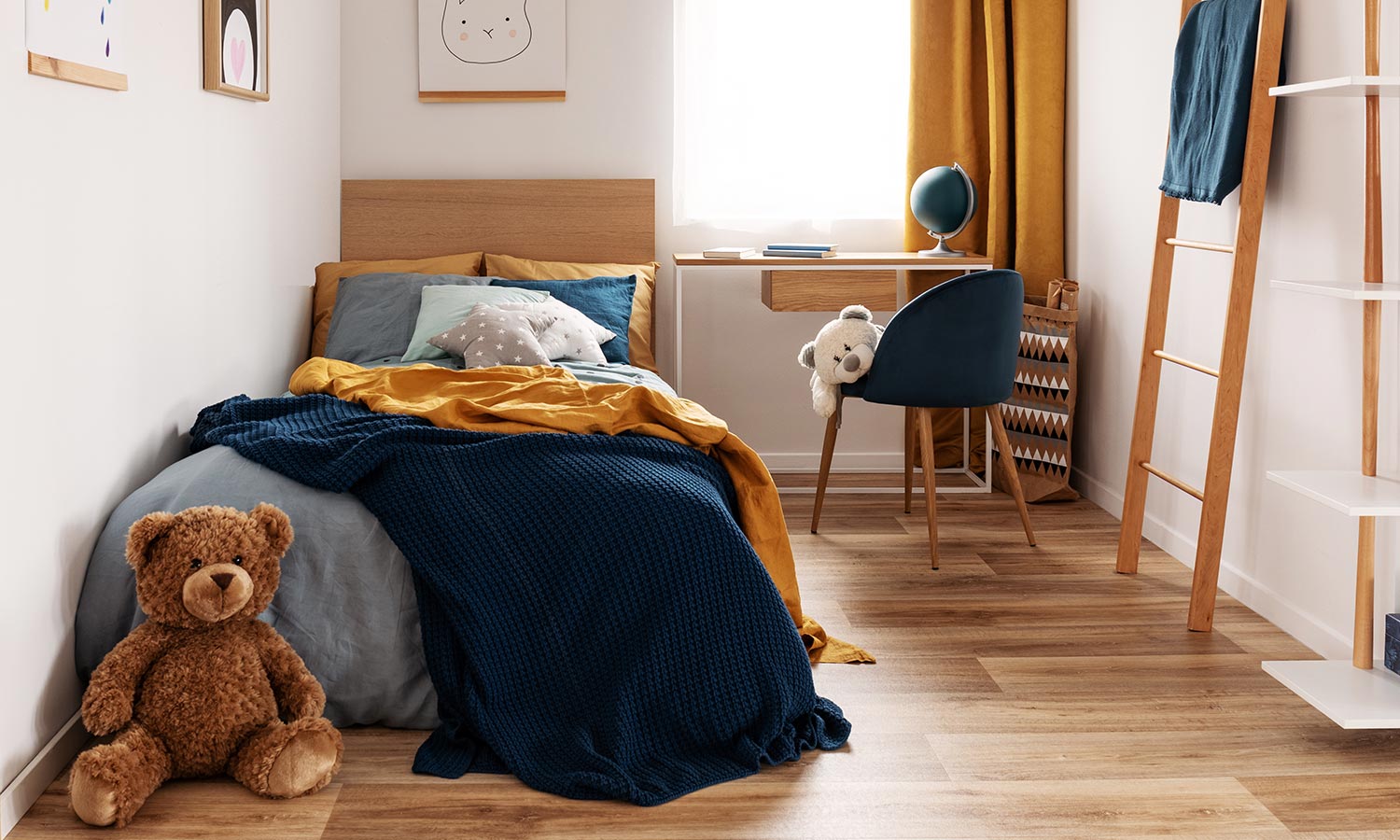 A single bed in a child's room