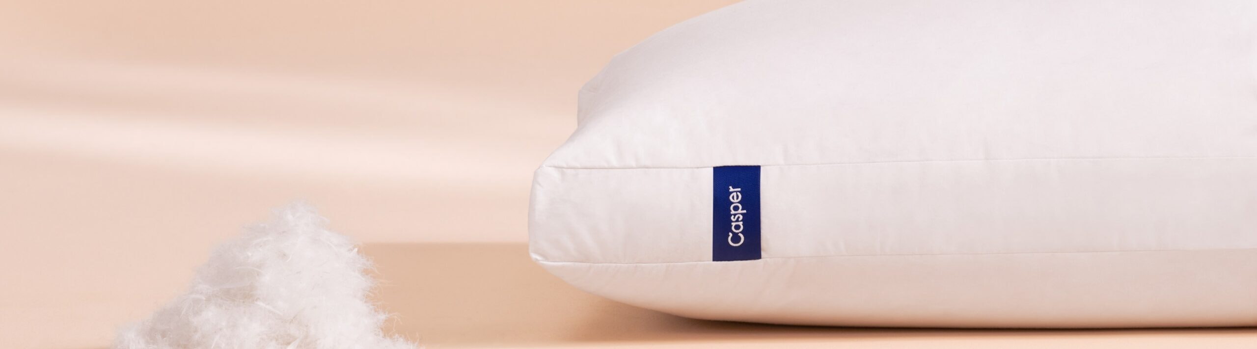 Casper Down Pillow and a sample of filling next to it