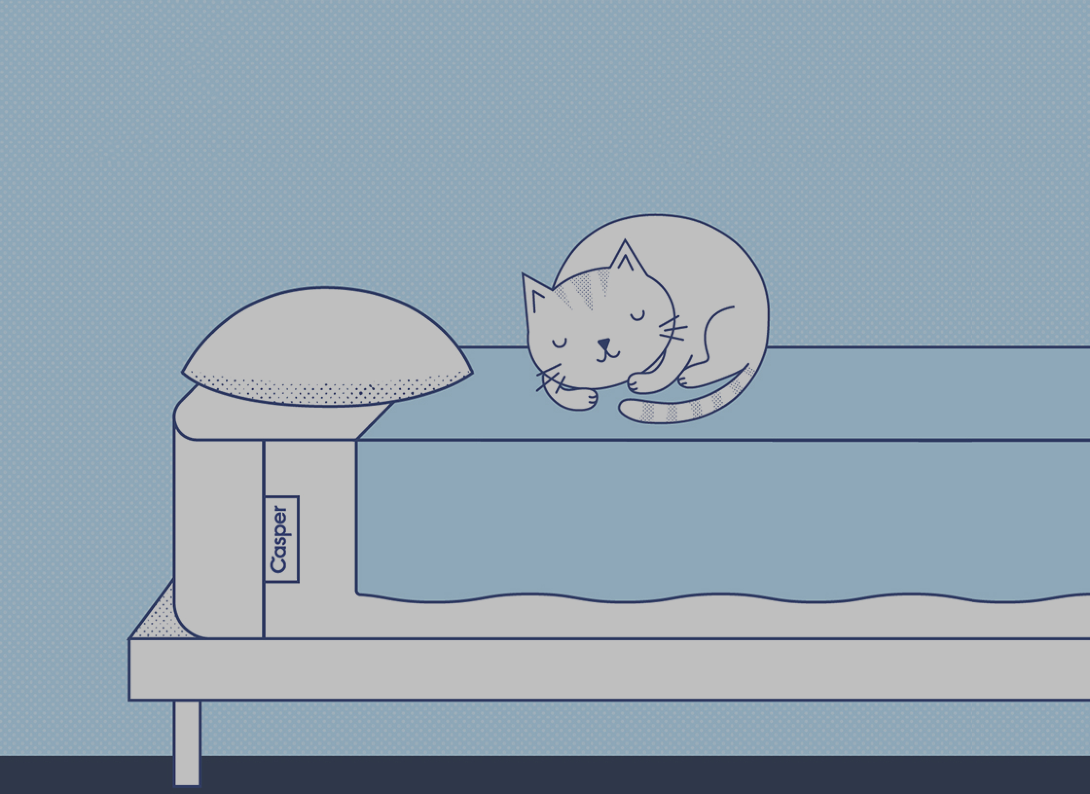 illustration of a cat sleeping on a bed