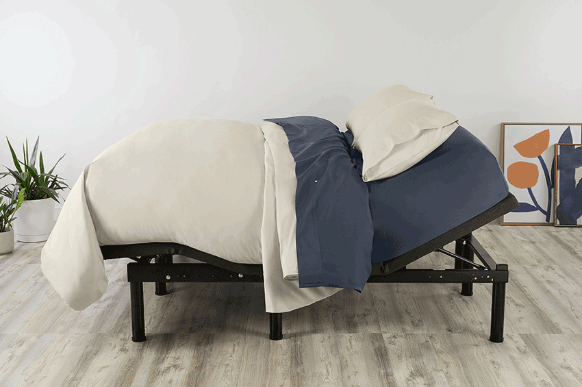 Black metal Casper adjustable bed frame. 