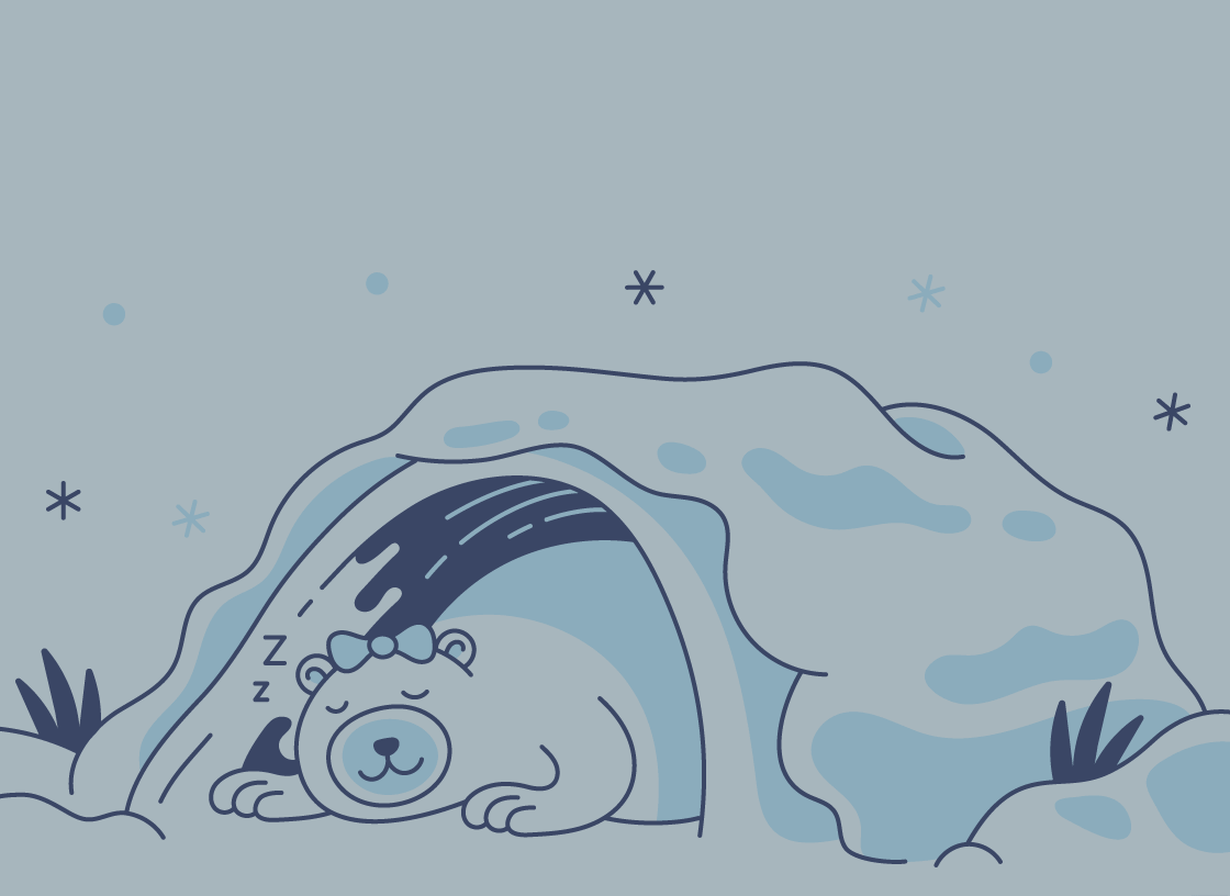 illustration of a polar bear sleeping