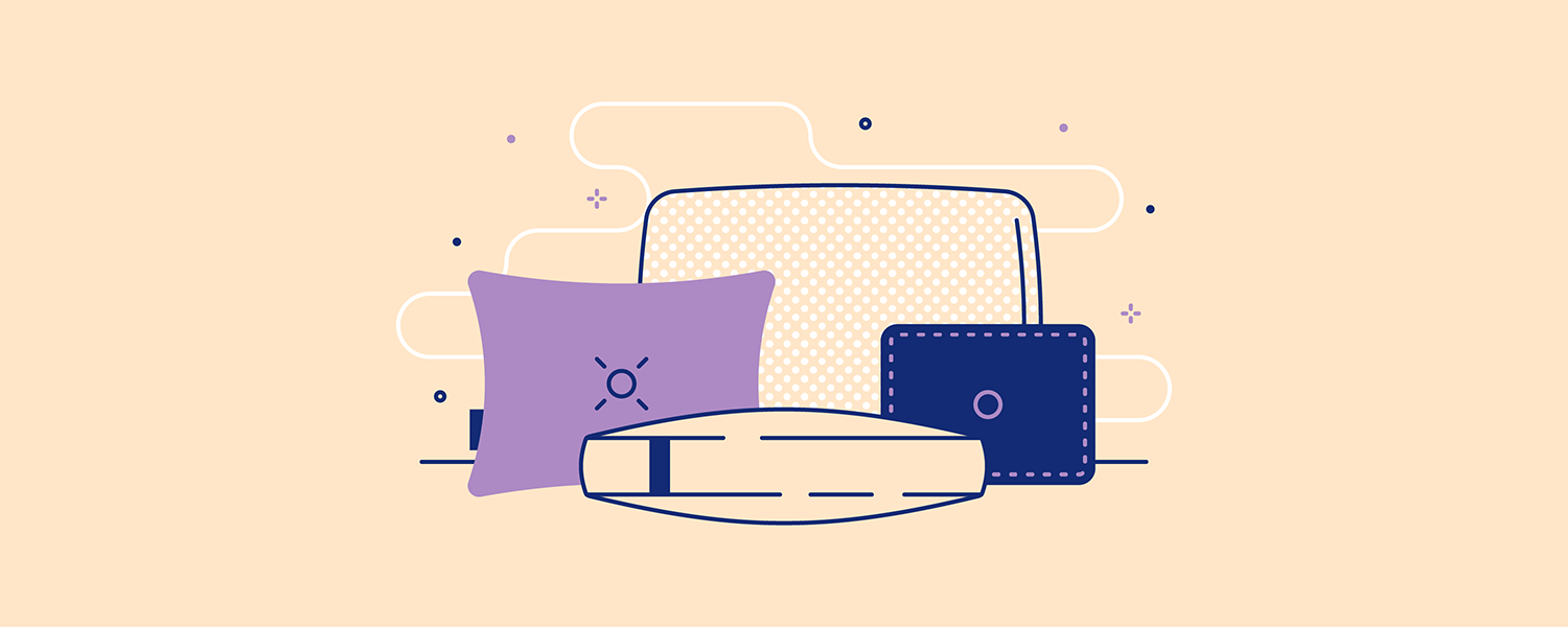 An assortment of Casper pillows. Illustration.