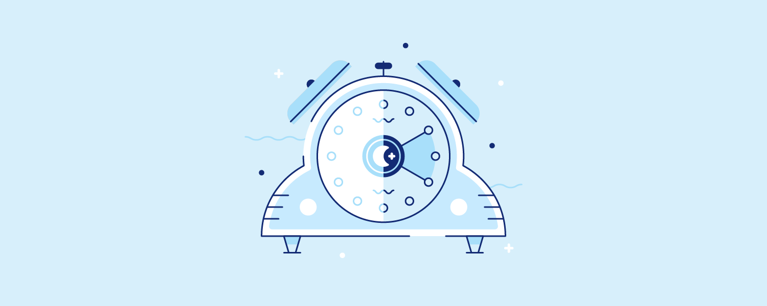 A blue alarm clock. Illustration