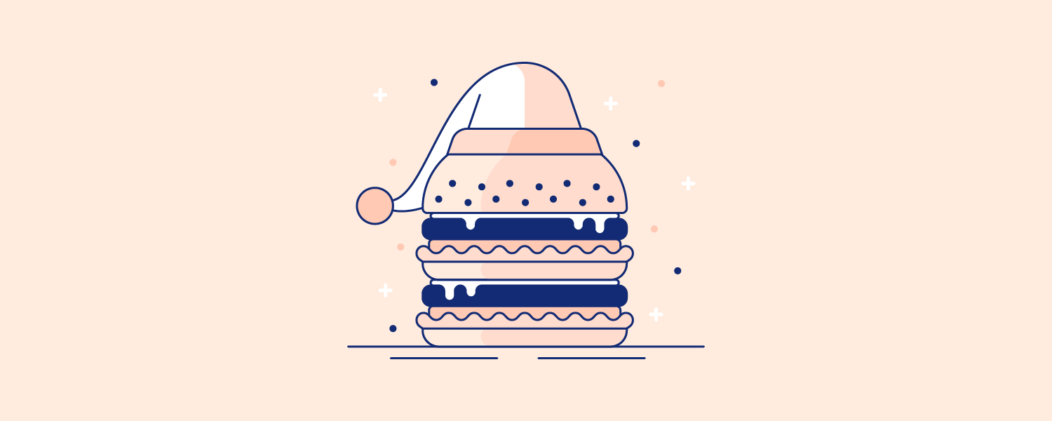 A greasy hamburger wearing a sleeping hat. Illustration.