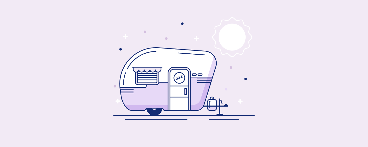 A camper under the bright sun. Illustration