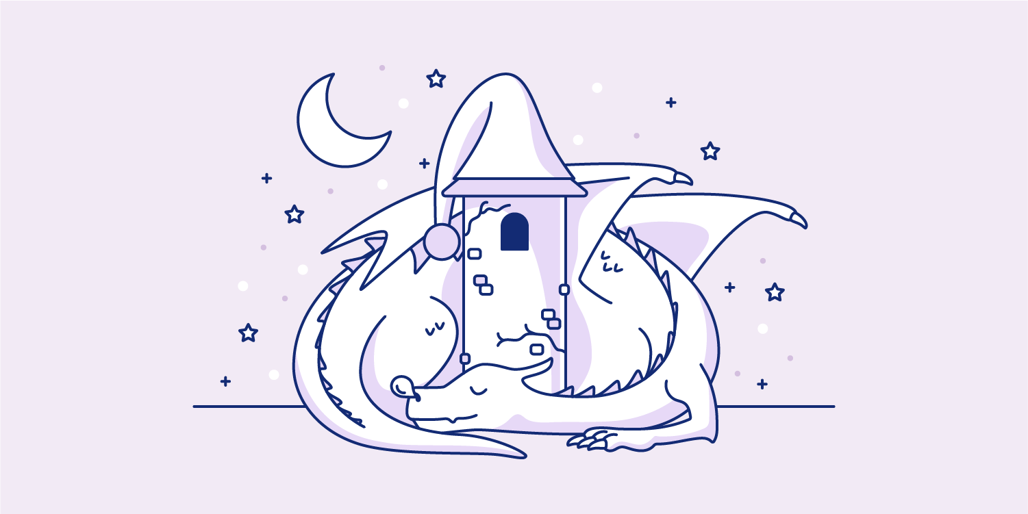 Dragon curled up to sleep. Illustration