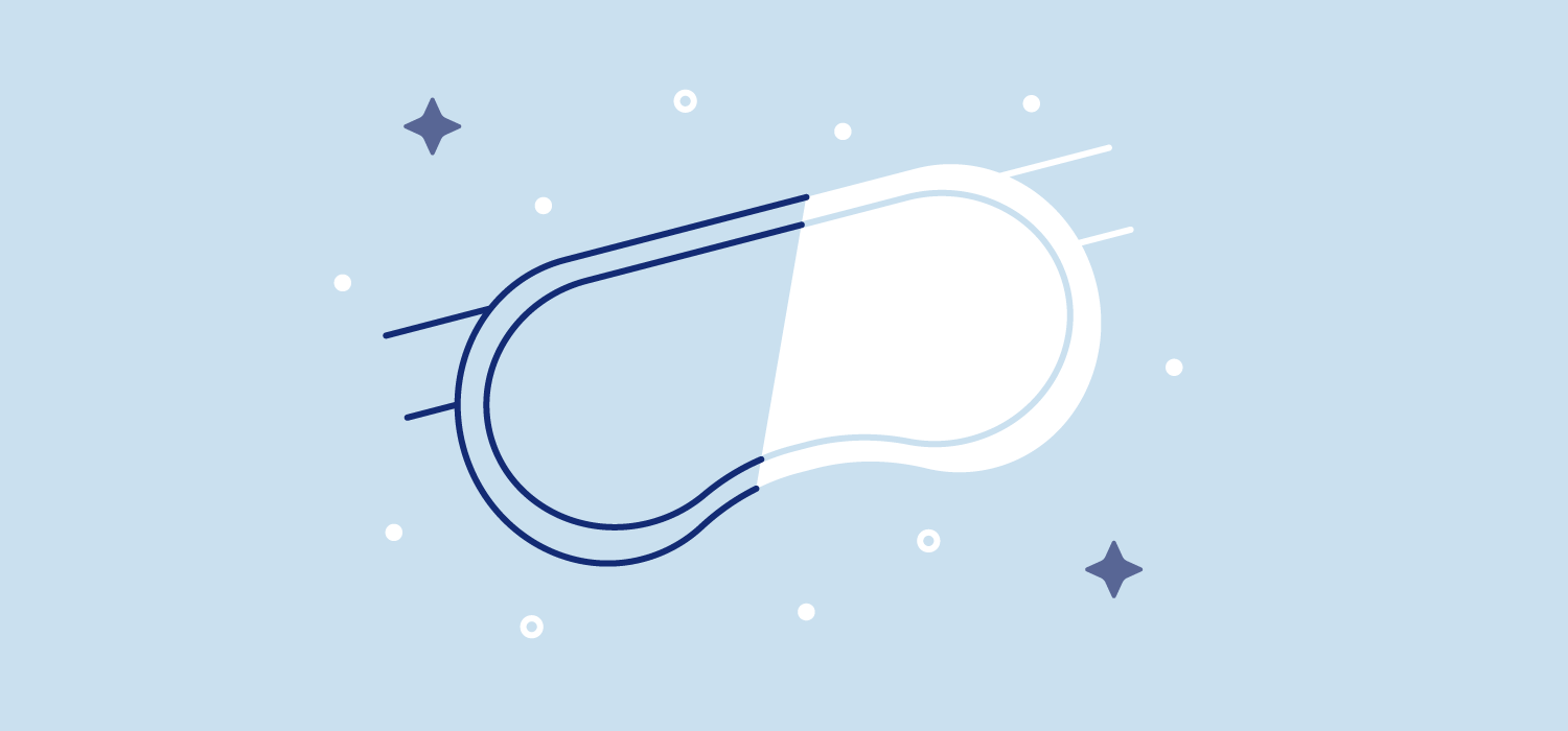 A blue sleeping mask. Illustration