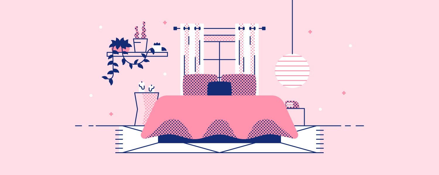 A cozy bedroom. Illustration.