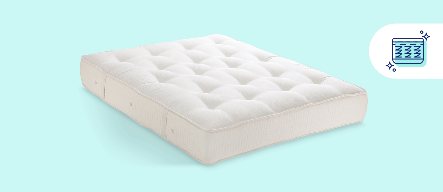 A spring mattress.