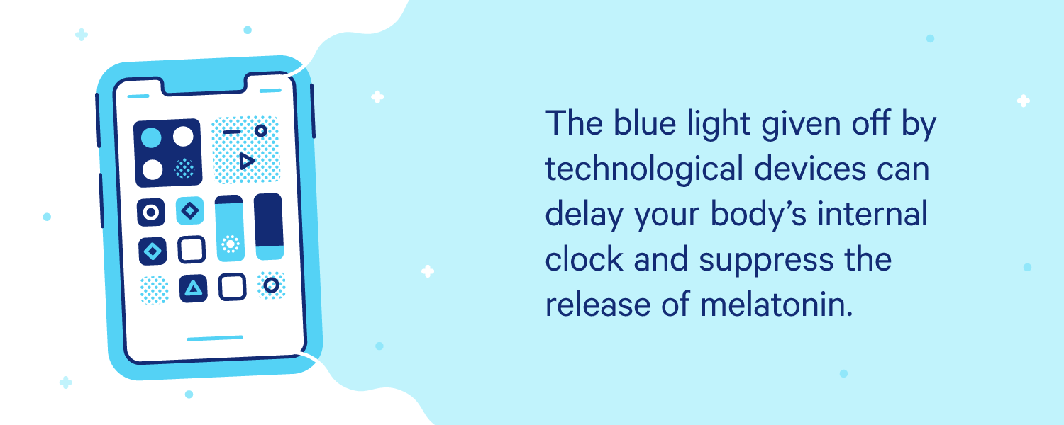 A phone emitting blue light. Illustration.