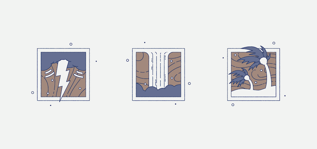 brown noise examples: thunder, waterfall, wind